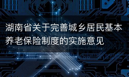 湖南省关于完善城乡居民基本养老保险制度的实施意见