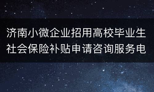 济南小微企业招用高校毕业生社会保险补贴申请咨询服务电话