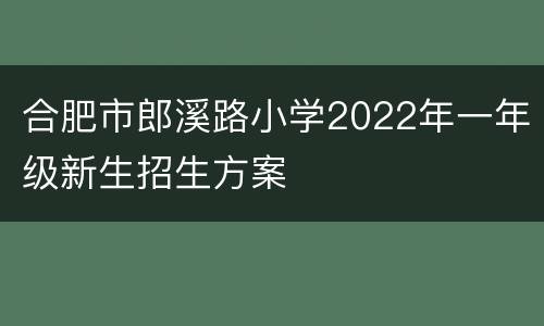合肥市郎溪路小学2022年一年级新生招生方案