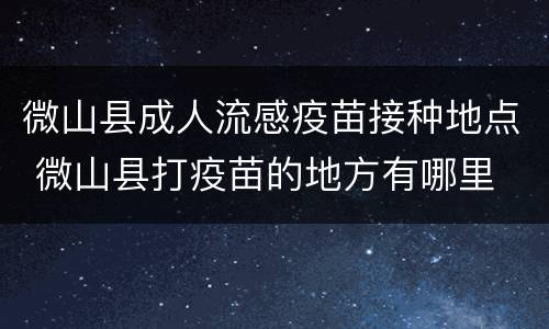 微山县成人流感疫苗接种地点 微山县打疫苗的地方有哪里