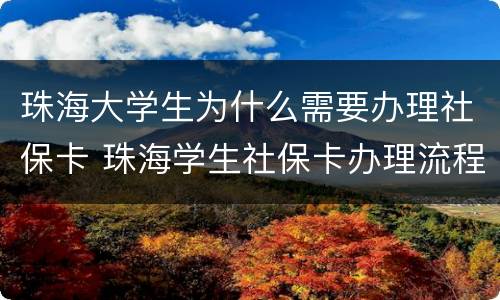 珠海大学生为什么需要办理社保卡 珠海学生社保卡办理流程