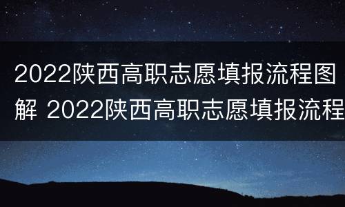 2022陕西高职志愿填报流程图解 2022陕西高职志愿填报流程图解视频
