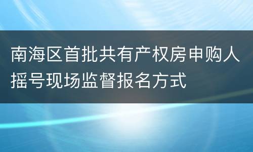 南海区首批共有产权房申购人摇号现场监督报名方式