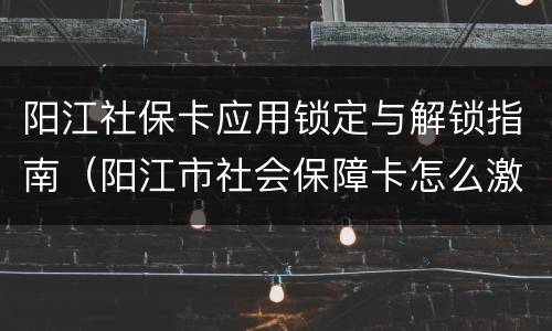 阳江社保卡应用锁定与解锁指南（阳江市社会保障卡怎么激活）