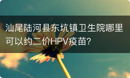 汕尾陆河县东坑镇卫生院哪里可以约二价HPV疫苗？