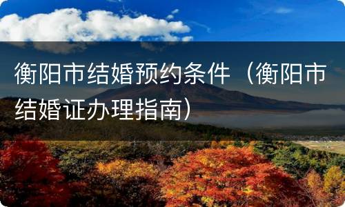 衡阳市结婚预约条件（衡阳市结婚证办理指南）