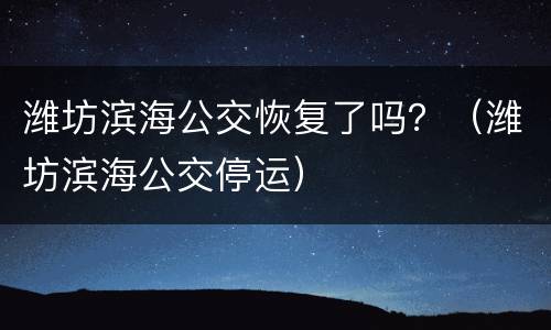潍坊滨海公交恢复了吗？（潍坊滨海公交停运）