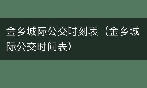 金乡城际公交时刻表（金乡城际公交时间表）