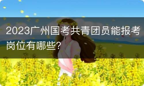 2023广州国考共青团员能报考岗位有哪些？