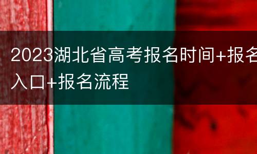 2023湖北省高考报名时间+报名入口+报名流程