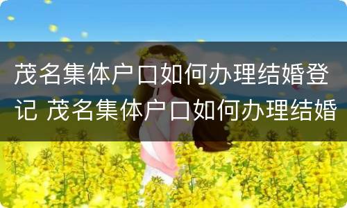 茂名集体户口如何办理结婚登记 茂名集体户口如何办理结婚登记证明