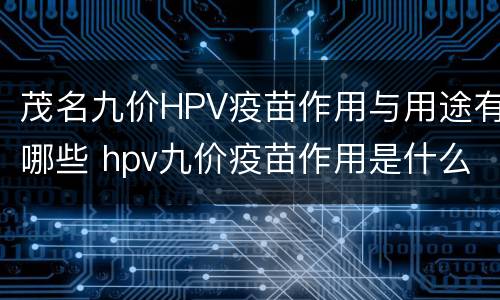 茂名九价HPV疫苗作用与用途有哪些 hpv九价疫苗作用是什么