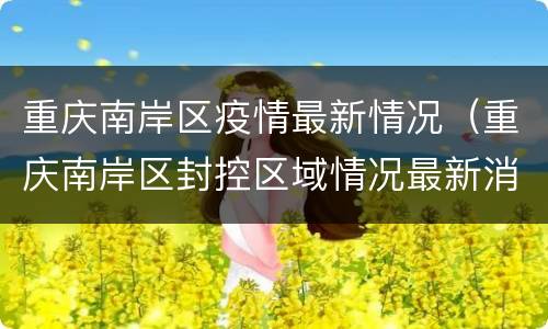 重庆南岸区疫情最新情况（重庆南岸区封控区域情况最新消息）