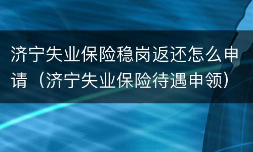 济宁失业保险稳岗返还怎么申请（济宁失业保险待遇申领）