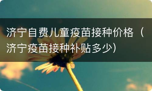 济宁自费儿童疫苗接种价格（济宁疫苗接种补贴多少）
