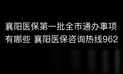 襄阳医保第一批全市通办事项有哪些 襄阳医保咨询热线962218
