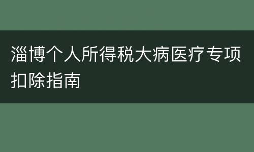 淄博个人所得税大病医疗专项扣除指南
