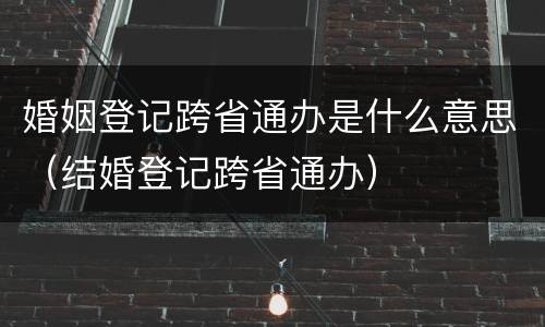 婚姻登记跨省通办是什么意思（结婚登记跨省通办）