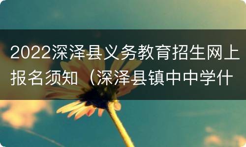 2022深泽县义务教育招生网上报名须知（深泽县镇中中学什么时候招生报名）