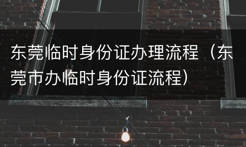 东莞临时身份证办理流程（东莞市办临时身份证流程）