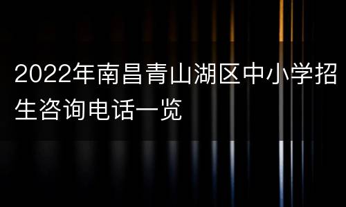 2022年南昌青山湖区中小学招生咨询电话一览