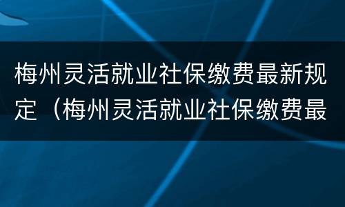 梅州灵活就业社保缴费最新规定（梅州灵活就业社保缴费最新规定是什么）