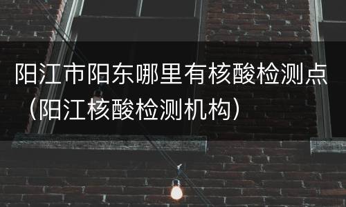阳江市阳东哪里有核酸检测点（阳江核酸检测机构）