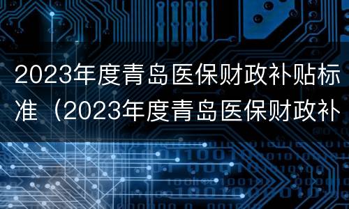 2023年度青岛医保财政补贴标准（2023年度青岛医保财政补贴标准表）