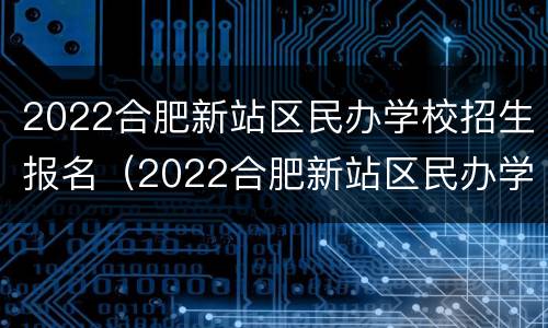 2022合肥新站区民办学校招生报名（2022合肥新站区民办学校招生报名时间）