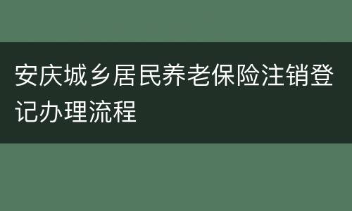 安庆城乡居民养老保险注销登记办理流程