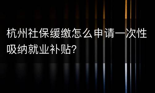 杭州社保缓缴怎么申请一次性吸纳就业补贴？