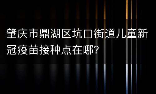 肇庆市鼎湖区坑口街道儿童新冠疫苗接种点在哪？