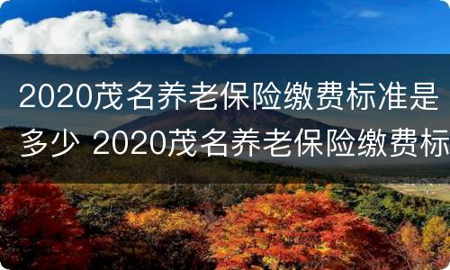 2020茂名养老保险缴费标准是多少 2020茂名养老保险缴费标准是多少元