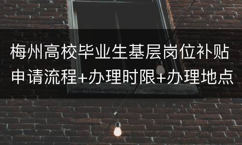 梅州高校毕业生基层岗位补贴申请流程+办理时限+办理地点