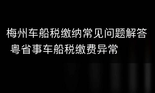 梅州车船税缴纳常见问题解答 粤省事车船税缴费异常