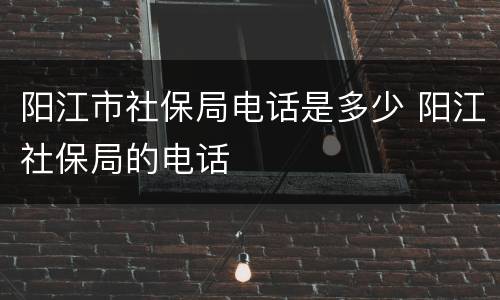 阳江市社保局电话是多少 阳江社保局的电话