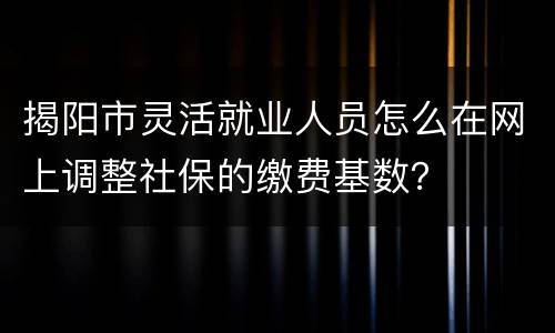 揭阳市灵活就业人员怎么在网上调整社保的缴费基数？
