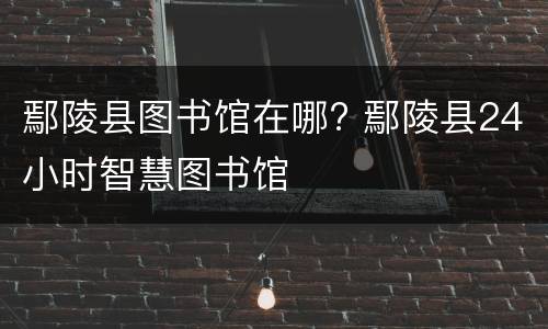 鄢陵县图书馆在哪? 鄢陵县24小时智慧图书馆