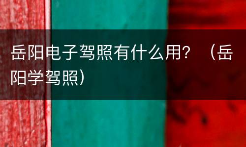 岳阳电子驾照有什么用？（岳阳学驾照）