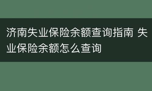 济南失业保险余额查询指南 失业保险余额怎么查询