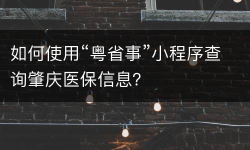 如何使用“粤省事”小程序查询肇庆医保信息？