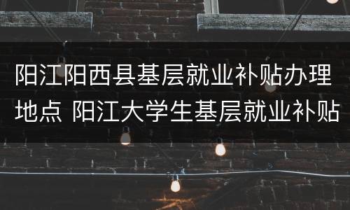 阳江阳西县基层就业补贴办理地点 阳江大学生基层就业补贴