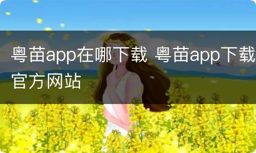 粤苗app在哪下载 粤苗app下载官方网站