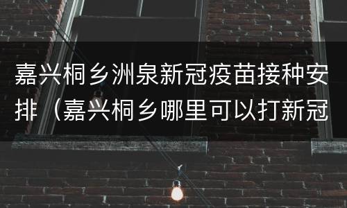 嘉兴桐乡洲泉新冠疫苗接种安排（嘉兴桐乡哪里可以打新冠疫苗）