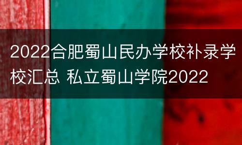 2022合肥蜀山民办学校补录学校汇总 私立蜀山学院2022