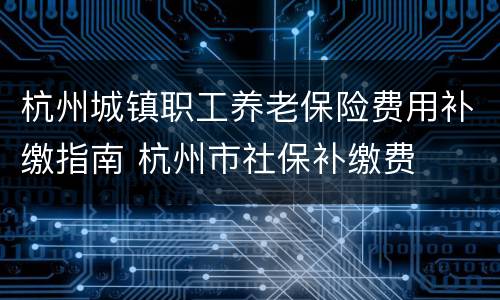 杭州城镇职工养老保险费用补缴指南 杭州市社保补缴费