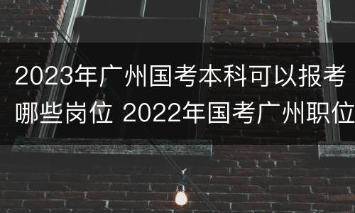 2023年广州国考本科可以报考哪些岗位 2022年国考广州职位