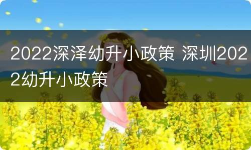 2022深泽幼升小政策 深圳2022幼升小政策