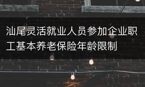 汕尾灵活就业人员参加企业职工基本养老保险年龄限制