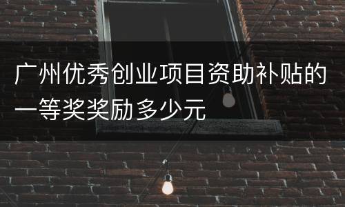广州优秀创业项目资助补贴的一等奖奖励多少元